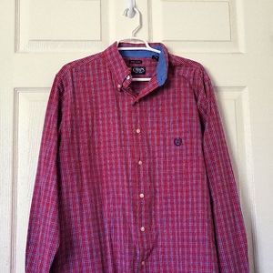 Chaps red and blue button down long sleeve shirt size LG